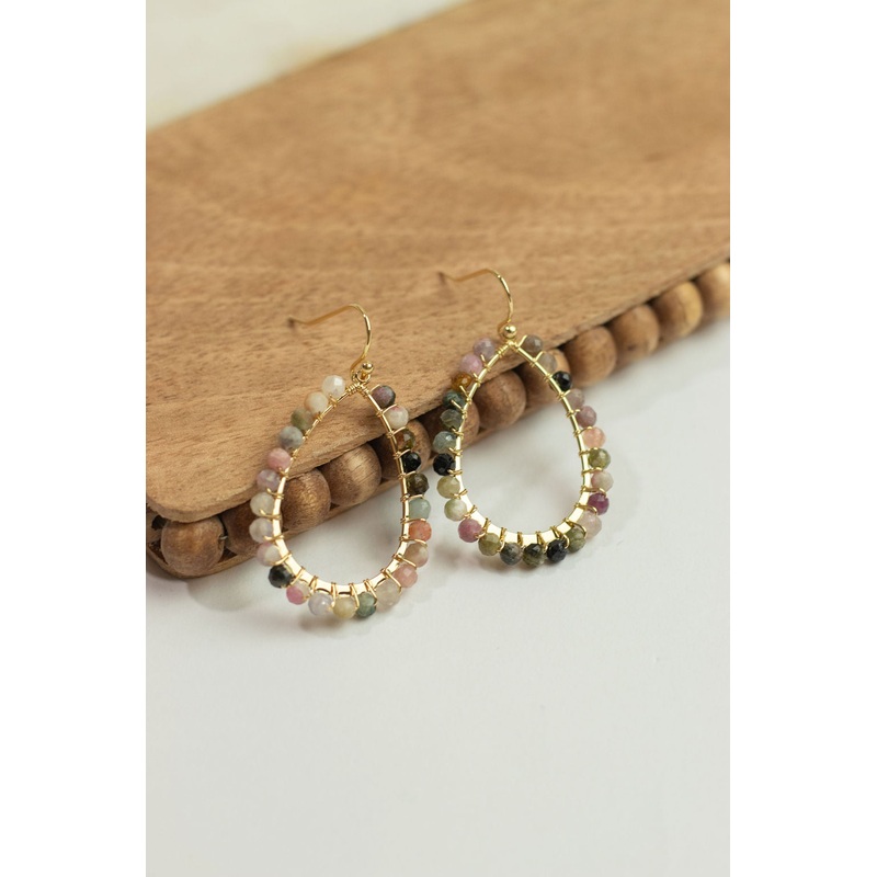 Seeded Pears Dangle Earrings Black