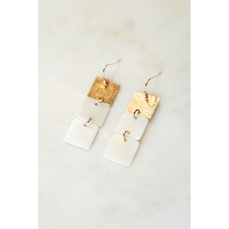 Transformed Snowman Dangle Earrings White