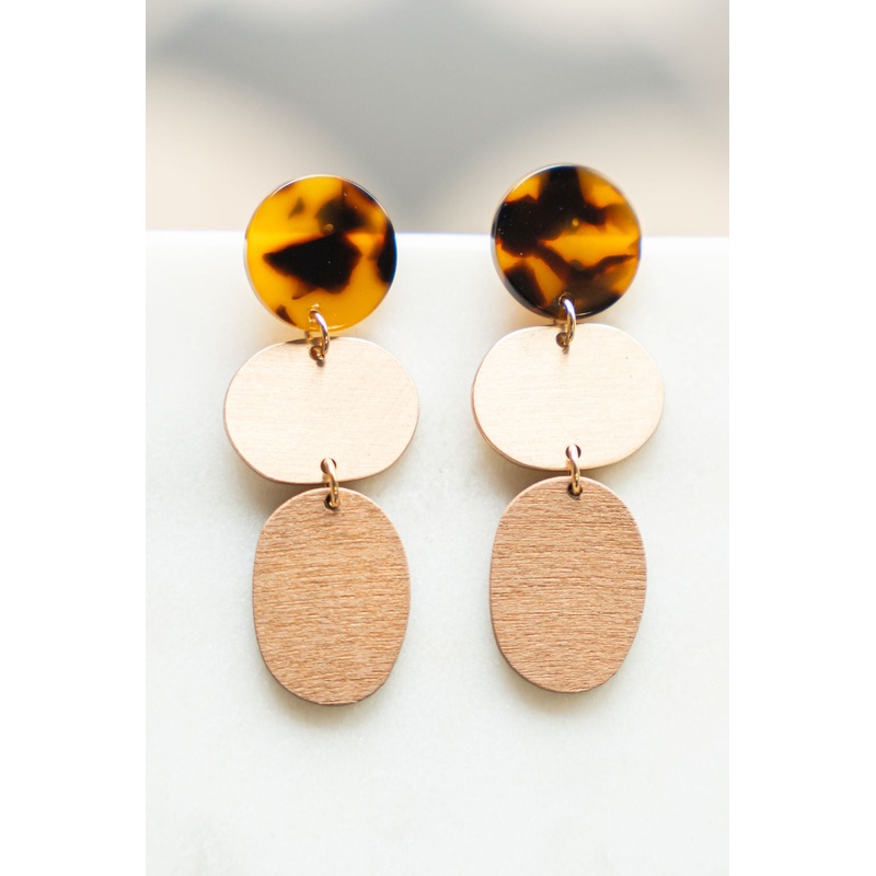 Triple Tiered Dot Earrings Black