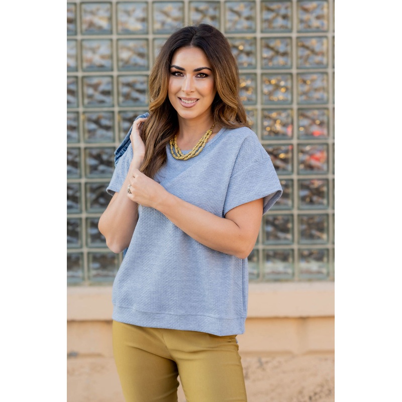 Zig Zag Textured Tee Light Grey S
