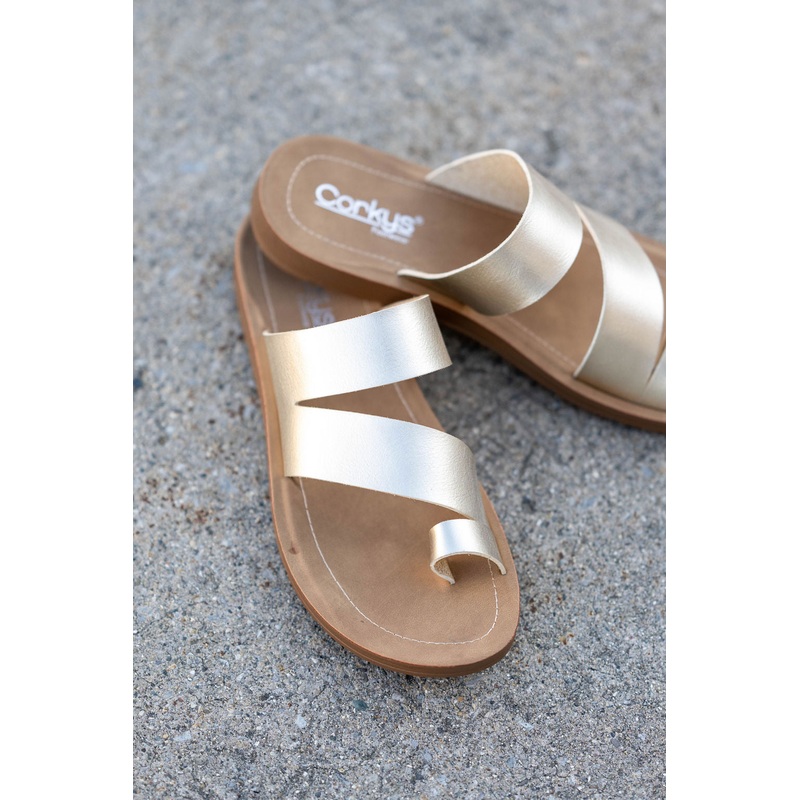 Corky’s Just A Fling Gold Metallic Sandals Gold Metallic 6