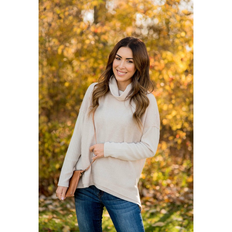 Everyday Raw Cut Rib Sleeved Poncho Sweater S