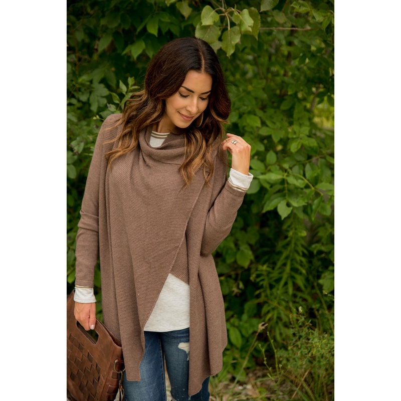 Knit Side Button Wrap Charcoal S