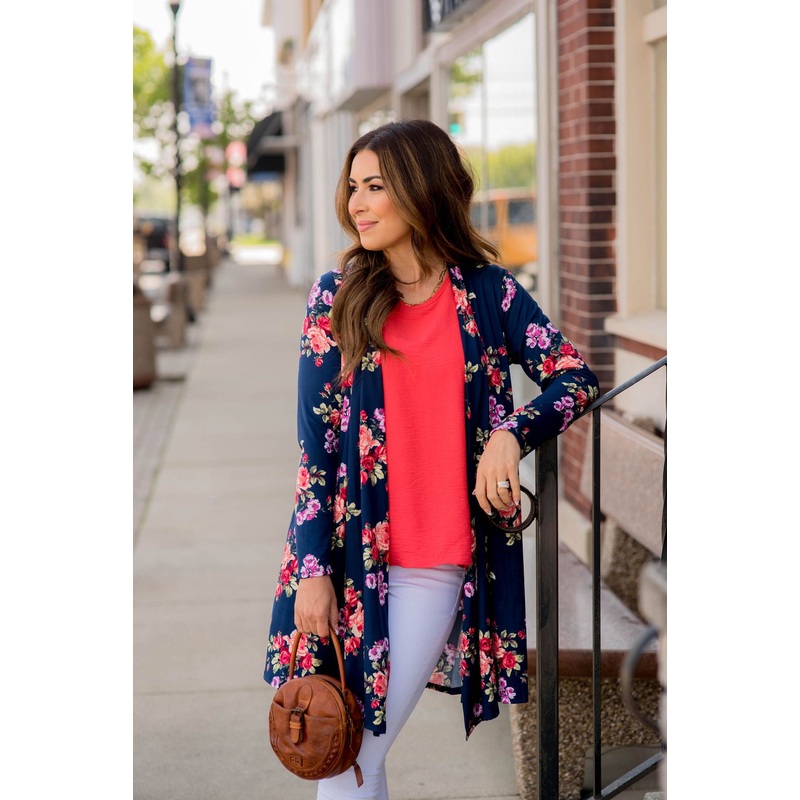 Roses Tunic Cardigan Navy S