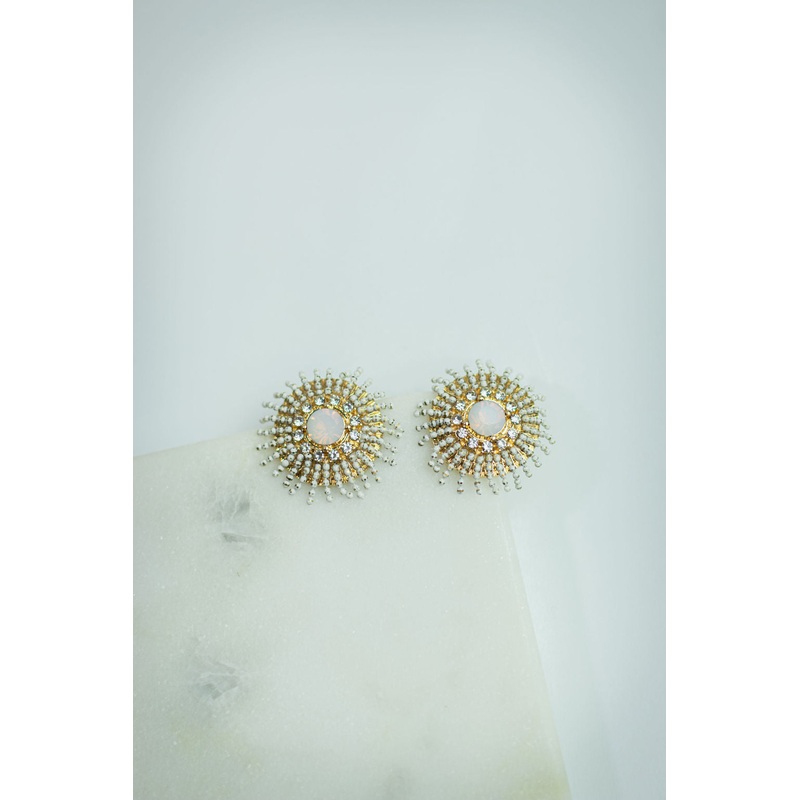 Sparkling Bristles Stud Earrings Gold