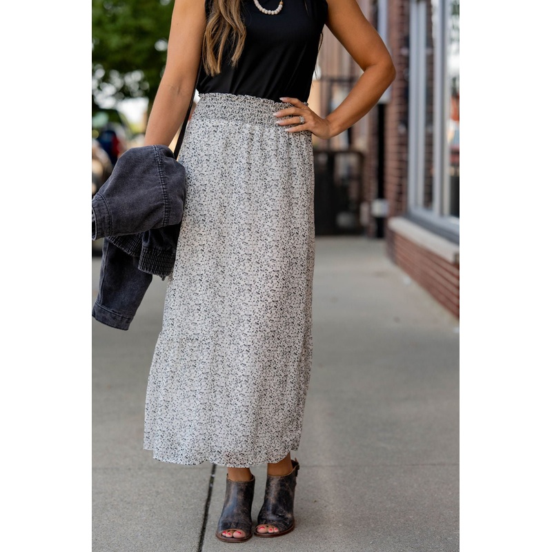 Vintage Vines Maxi Skirt White S