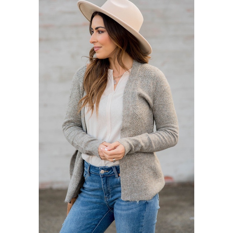 Woven Knit Cardigan Grey S