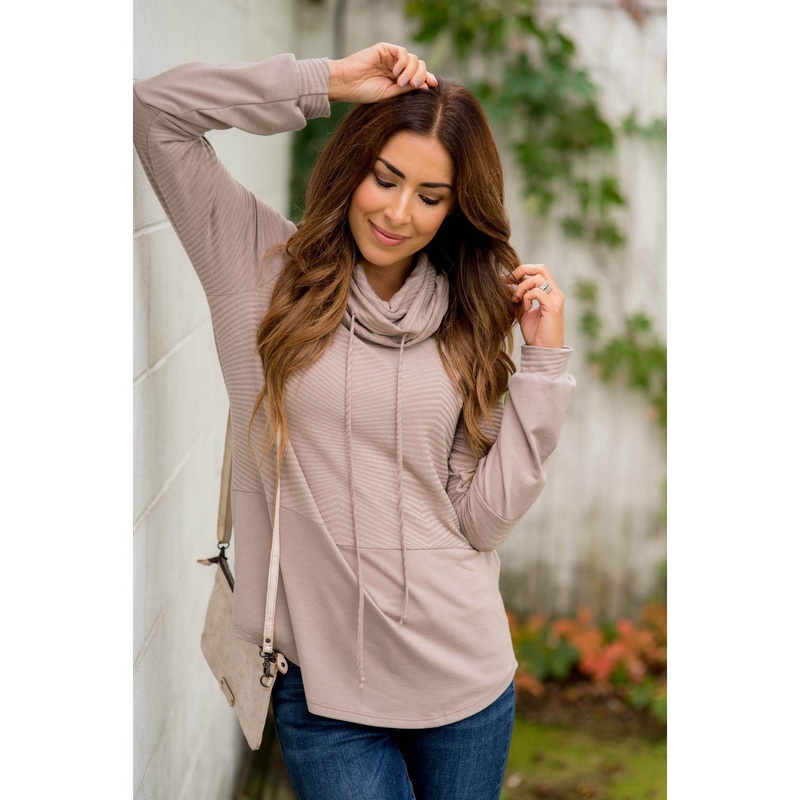 Ziggy Textured Cowl Neck Sweatshirt Charcoal S