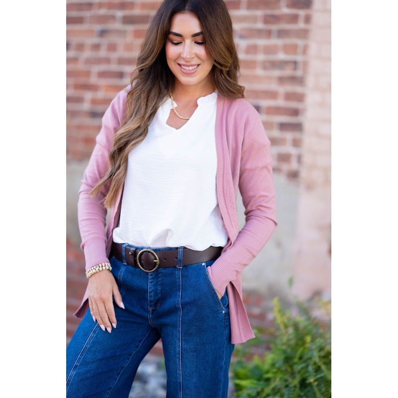 Betsy’s Buttery Soft Harvest Cardigan Dusty Rose S