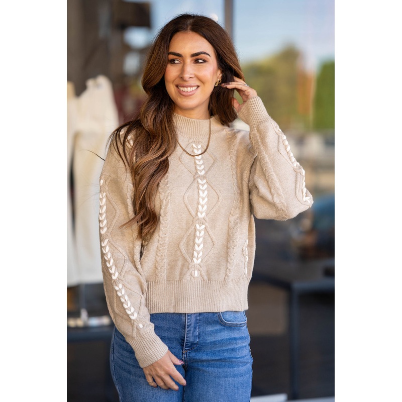 Threaded Sweater Taupe S
