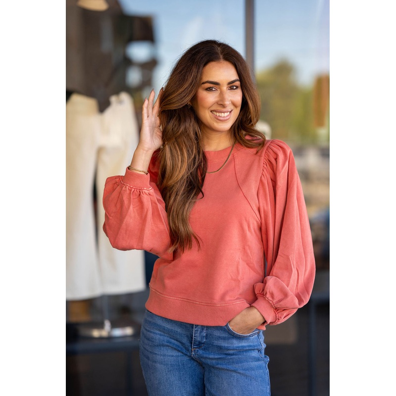 Verity Puff Sleeve Crewneck Salmon S