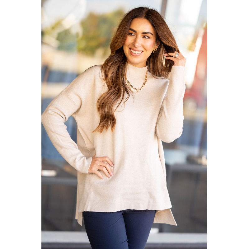 Bare Radiance High Neck Sweater Oatmeal S