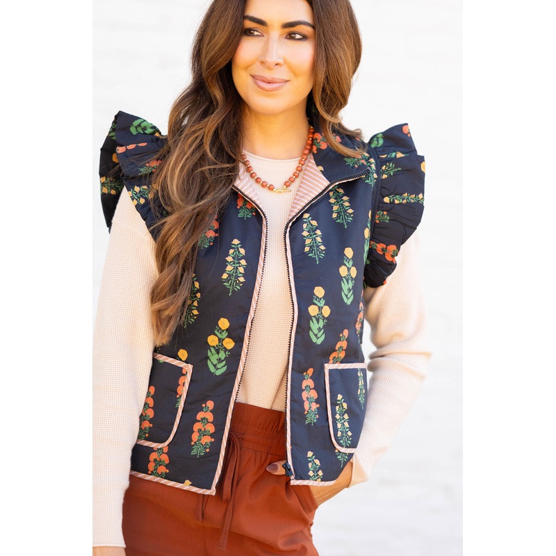 Wildflower Lane Vest Navy S