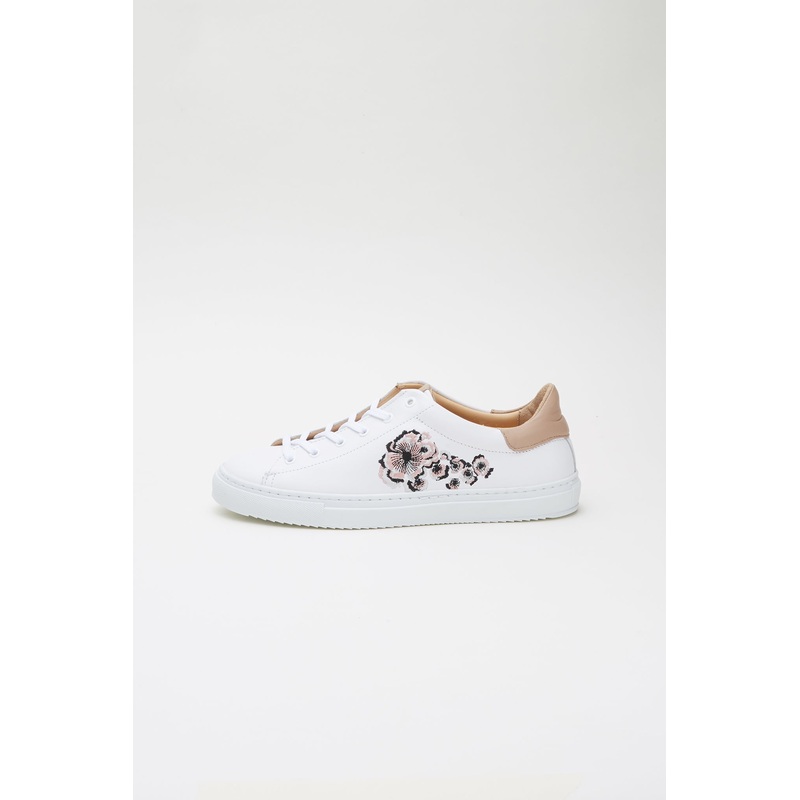 Women’s Embroidered Leather Trainers White 35