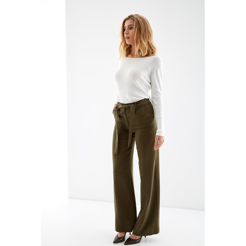 Women’s High-Waisted Trousers White 34