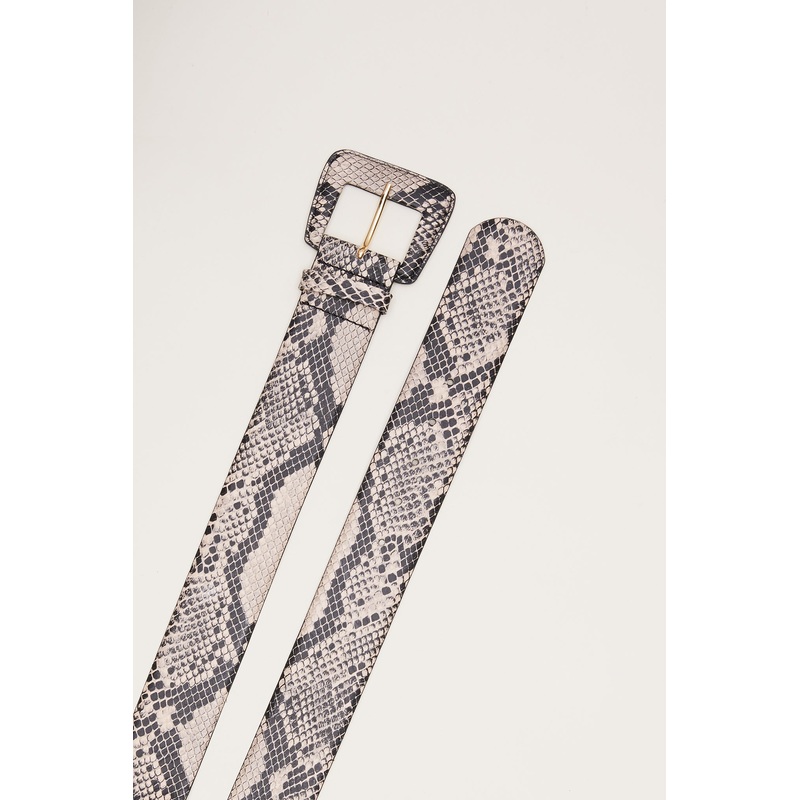 Women’s Snakeskin Pattern Belt Beige 70