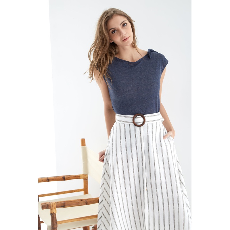 Women’s Striped Linen Skirt Stripes 34
