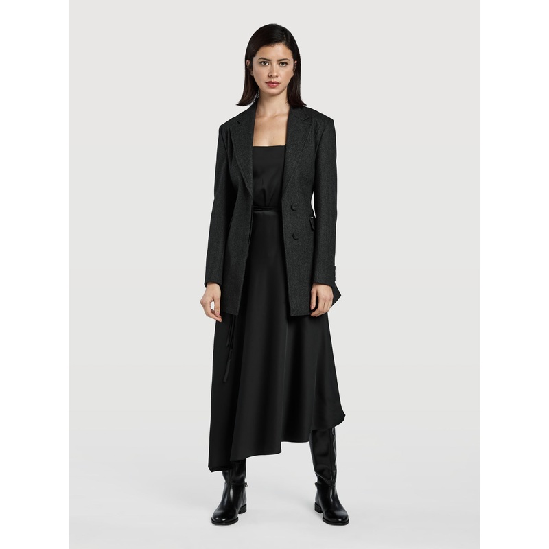 Asymmetric Satin Skirt Black 34
