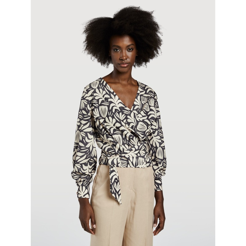 Asymmetric Crisscross Blouse Black XS