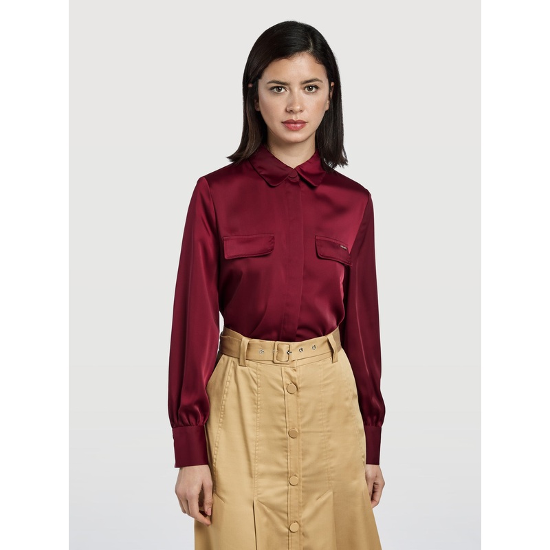 Round Collar Blouse Dark Green XS