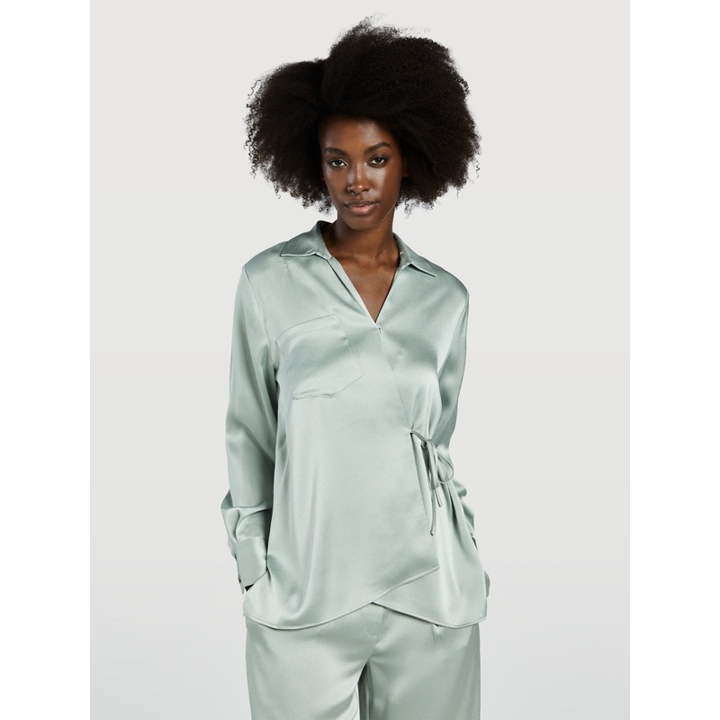 Asymmetric Blouse Light Green XS