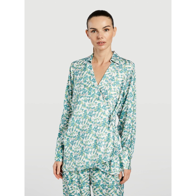 Asymmetric Printed Blouse Print XS