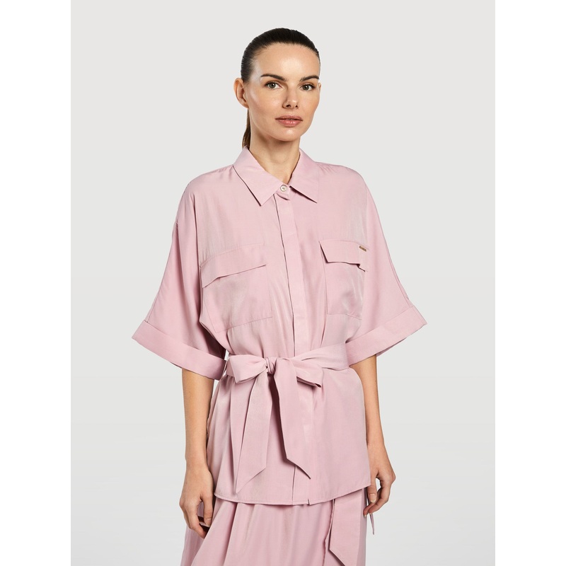 Short Sleeve Blouse Light Pink XS