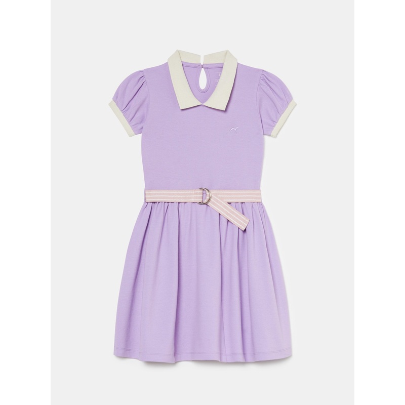 Belt Piquet Dress Lilac 2Y