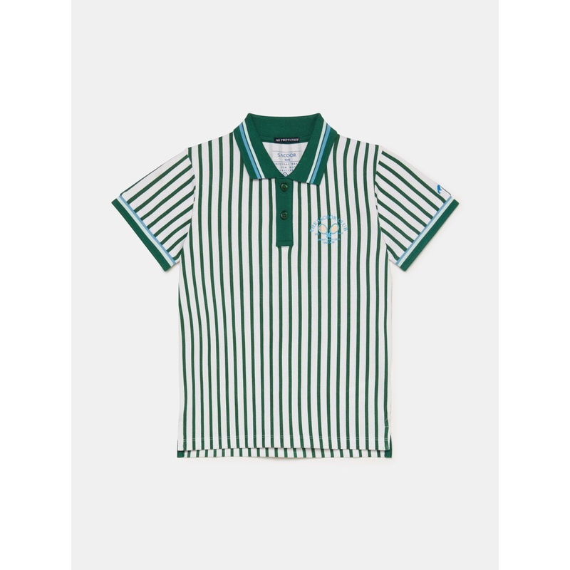Striped Polo Shirt Dark Green 2Y