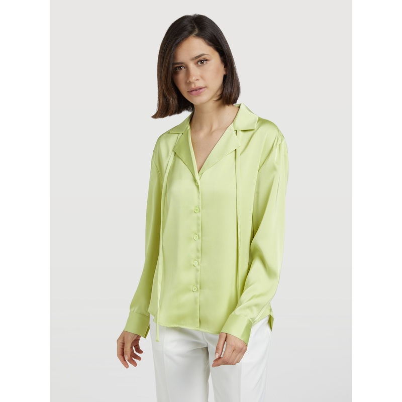 Satin Blouse With Collar Straps White XS