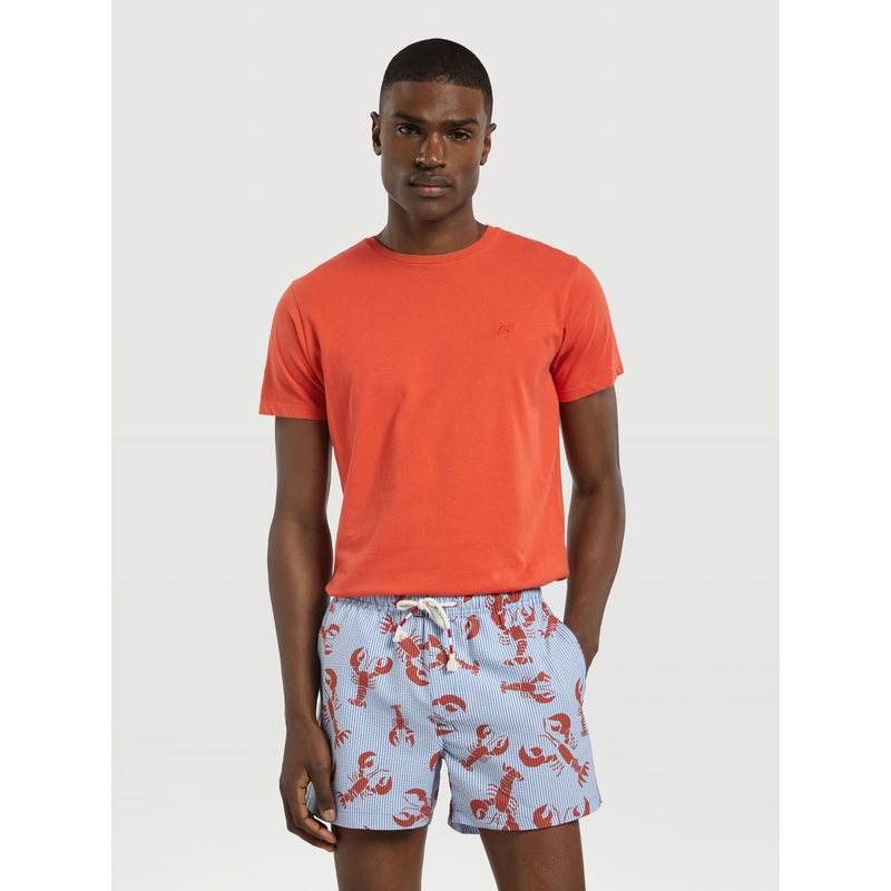 Swim Shorts With ‘Lobster’ Print Light Blue XS