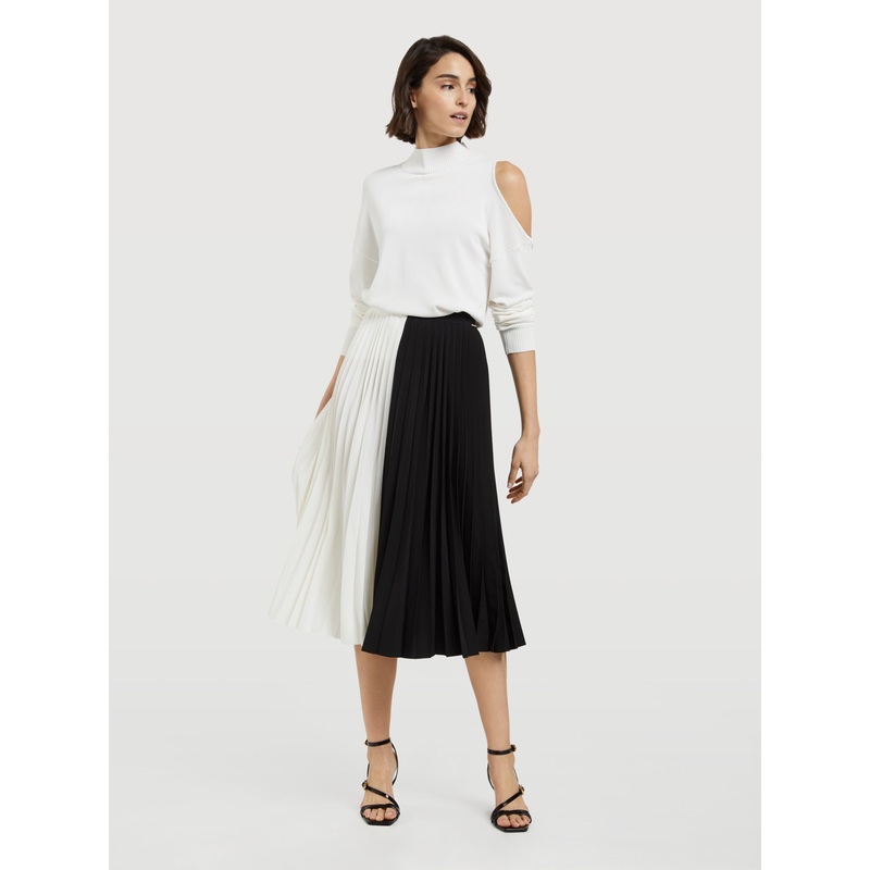 Black And White Pleated Skirt Black XS