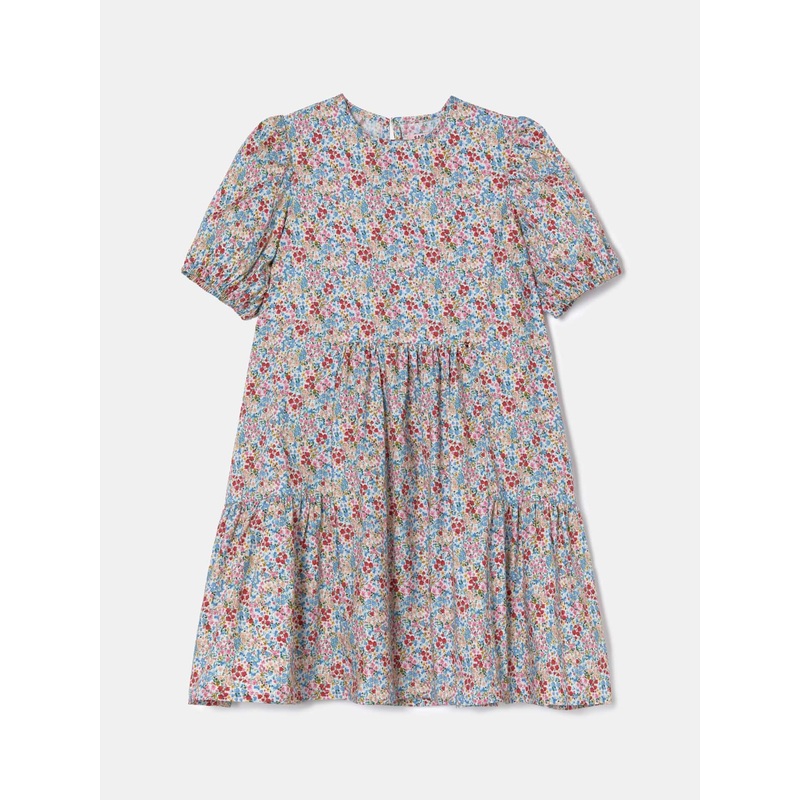 Tiered A-line Flowers Pattern Dress Print 2Y