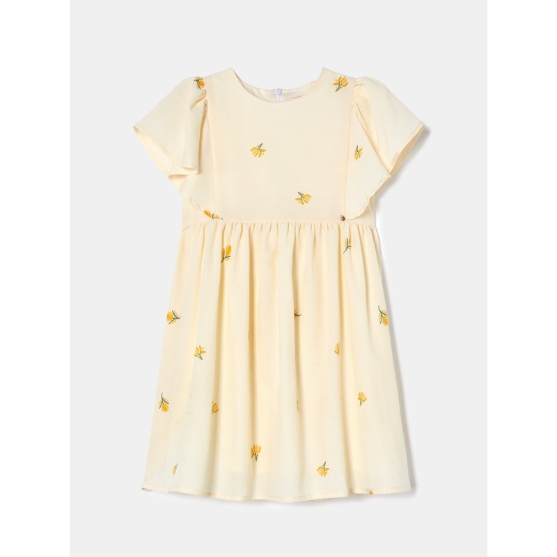 Tiny Flowers Pattern Dress Ecru 2Y