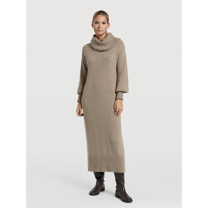 Big loose turtle neck sweat dress Beige XS