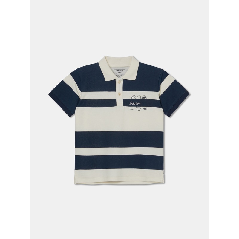 Retro Stripped Polo Shirt Orange 2Y