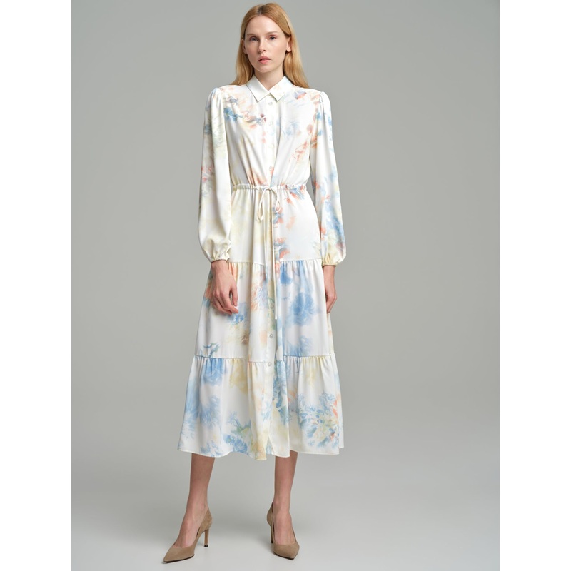 Watercolor print paneled shirt dress Print XS