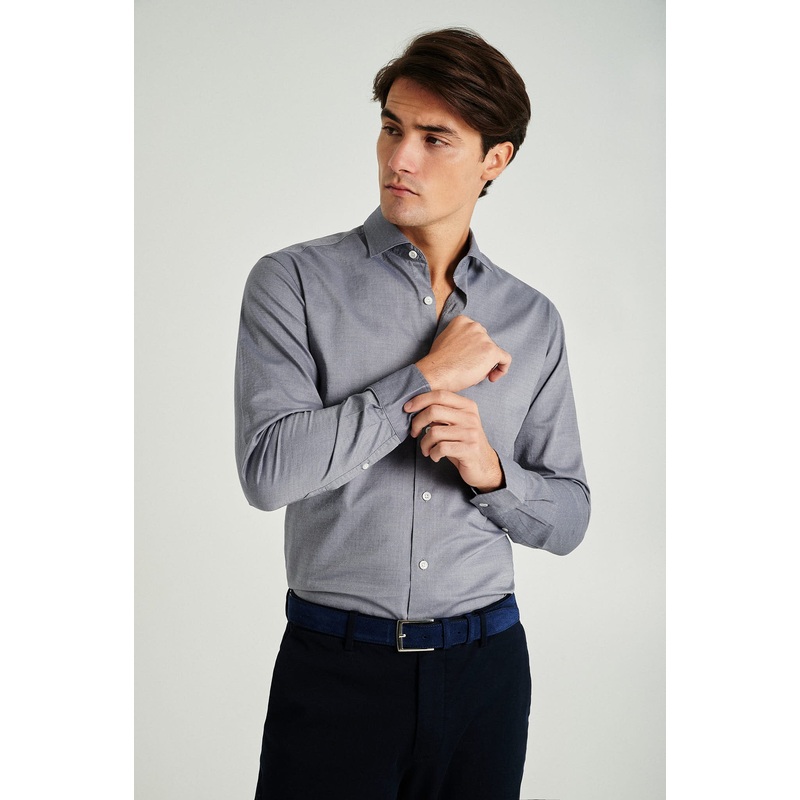 Slim fit jacquard shirt Dark Grey XS