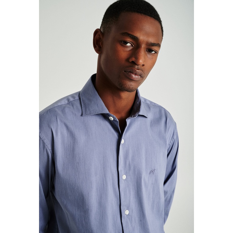 Slim fit melange shirt Dark Blue XS