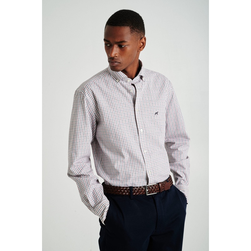 Slim fit respekt plaids shirt Red XS