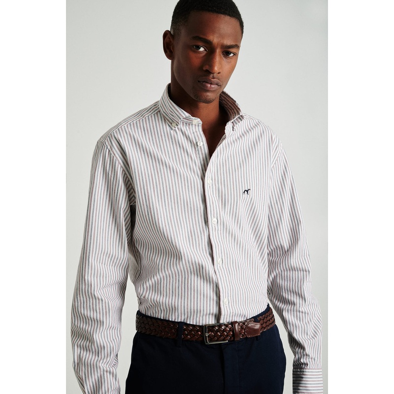 Slim fit respekt stripes shirt Red XS