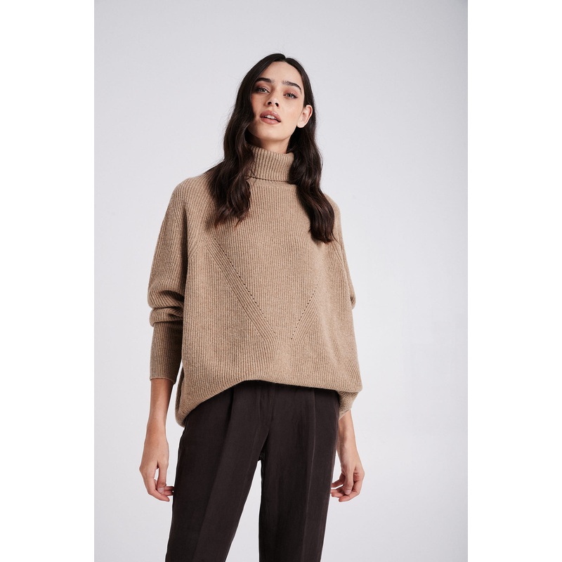 Turtle neck loose fit sweater Red XS