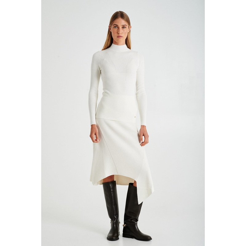 A-line shape knitted skirt Ecru XS
