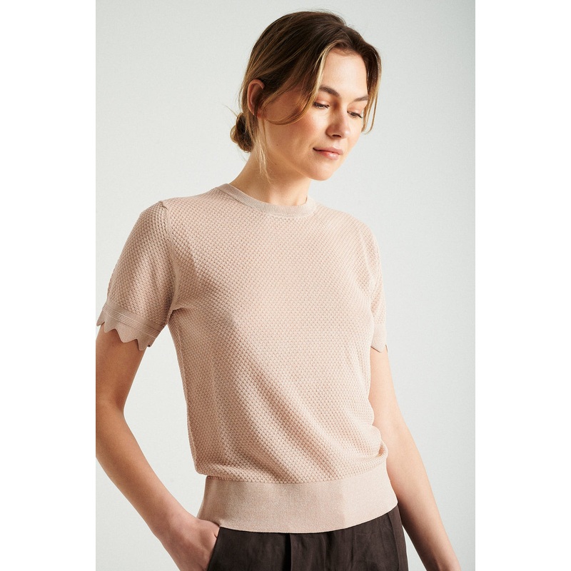 Crew neck sweater with lurex Beige XS