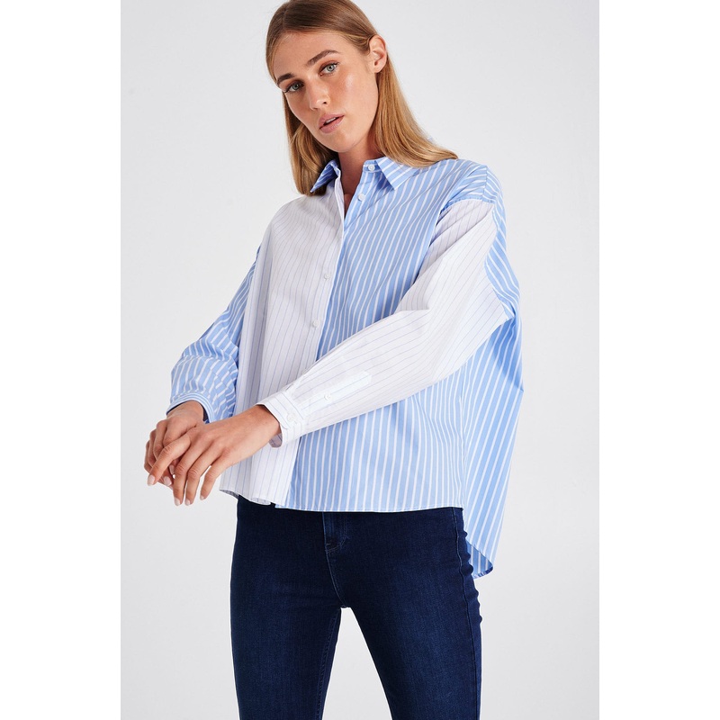 Deadstock loose fit stripe blouse Stripes XS