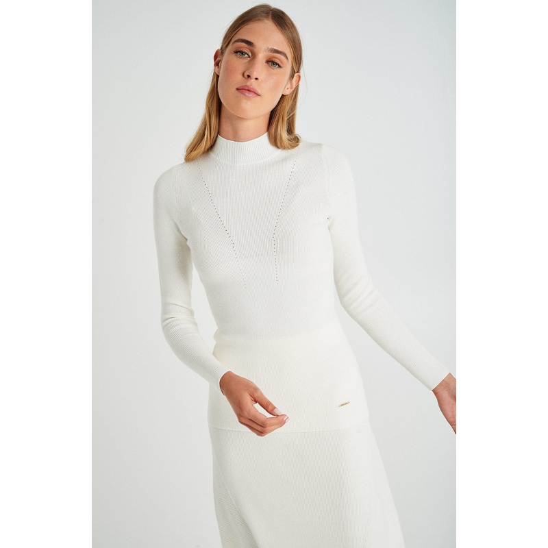 Mock neck sweater Ecru XS