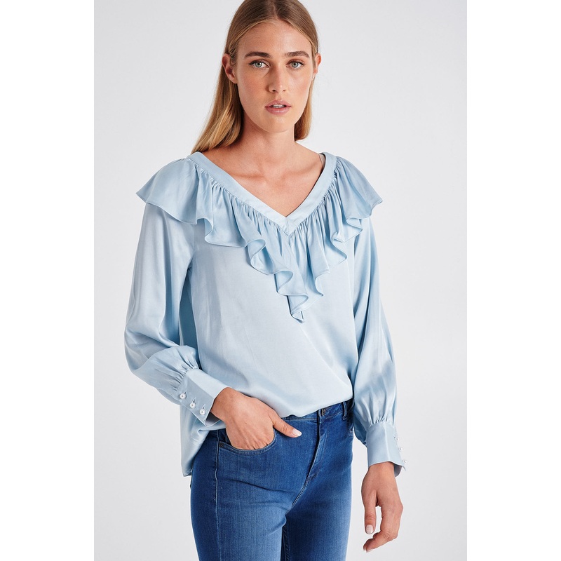 Ruffled blouse White XS