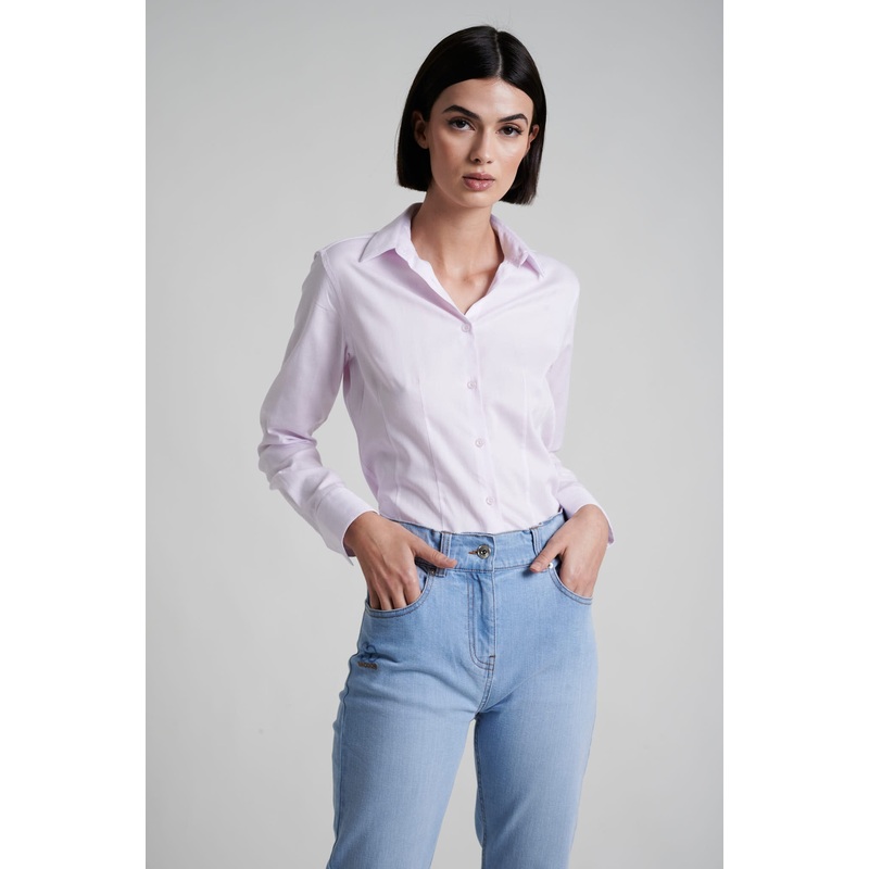 100% cotton shirt with contraste at collar edge Pink 34