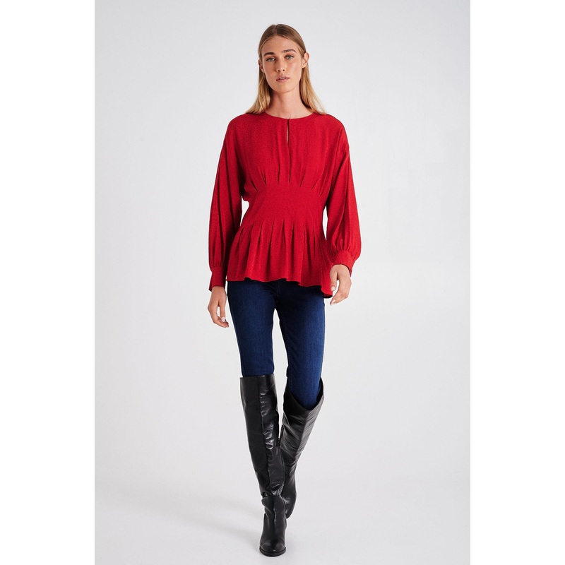 Dotted Jacquard Blouse White XS