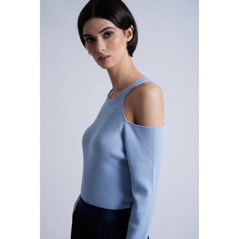 Shoulder openings sweater Light Blue XS